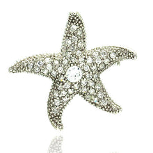 Load image into Gallery viewer, Sterling Silver Rhodium Plated Clear CZ Starfish Pin Pendant Necklace