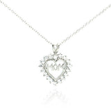 Sterling Silver Clear CZ Rhodium Plated Mom Heart Pendant Necklace