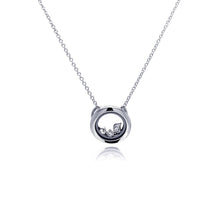 Load image into Gallery viewer, Sterling Silver Necklace with Glass Round Pendant Inlaid with Clear Czs on Bezel SettingAnd Chain Length of 16 -18  AdjustableAnd Pendant Diameter: 13MM