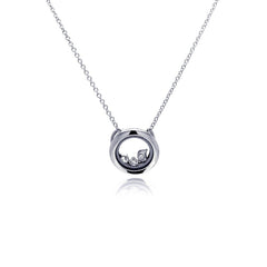 Sterling Silver Necklace with Glass Round Pendant Inlaid with Clear Czs on Bezel SettingAnd Chain Length of 16 -18  AdjustableAnd Pendant Diameter: 13MM