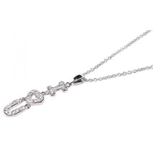 Load image into Gallery viewer, Sterling Silver Necklace with Paved Czs  I HEART U  Dangling PendantAnd Pendant Dimensions of 31.7MMx8.4MM