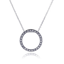 Load image into Gallery viewer, Sterling Silver Necklace with Modish Paved Czs Open Circle Pendant