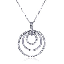 Load image into Gallery viewer, Sterling Silver Necklace with Modish Multi Graduated Circle Inlaid with Clear Czs Pendant