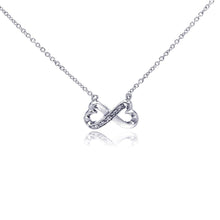 Load image into Gallery viewer, Sterling Silver Necklace with Trendy Infinity Heart Inlaid with Clear Czs Pendant