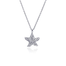 Load image into Gallery viewer, Sterling Silver Necklace with Modish Starfish Inlad with Micro Paved Clear Czs Pendant