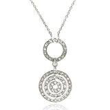 Sterling Silver Necklace with Classy Interlinked Circle Pendant Inlaid with Clear CzsAnd Chain Length of 16 -18  AdjustableAnd Pendant Dimensions: 44.5MMx22.3MM