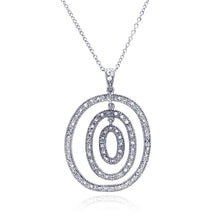 Load image into Gallery viewer, Sterling Silver Necklace with Elegant Multi Graduated Paved Czs Oval Pendant