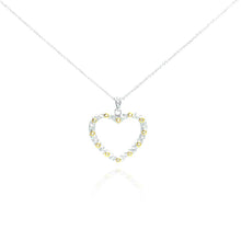 Load image into Gallery viewer, Sterling Silver Necklace with Two-Toned Hammered Open Heart Inlaid with Clear Czs Pendant