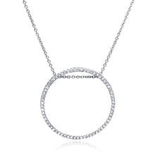 Load image into Gallery viewer, Sterling Silver Necklace with Trendy Paved Czs Open Circle Pendant