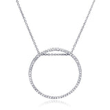 Sterling Silver Necklace with Trendy Paved Czs Open Circle Pendant