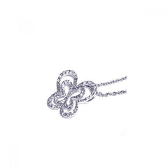 Sterling Silver Necklace with Cut-Out Paved Butterfly Pendant