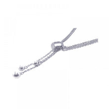 Load image into Gallery viewer, Sterling Silver Necklace with Clear Cz Square Charm and Three Hanging White Pearls Pendant