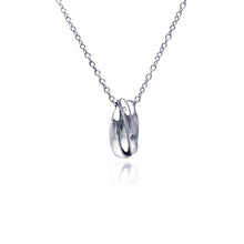 Load image into Gallery viewer, Sterling Silver Fancy Necklace with Ring Pendant Inlaid with Clear Czs