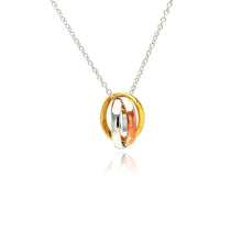 Load image into Gallery viewer, Sterling Silver Necklace with Three-Toned High Polished Ring Pendant