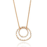 Sterling Silver Rose Gold Plated Necklace with Fancy Open Circle Set with Clear Czs PendantAnd Chain Length of 16 -18 And Pendant Diameter: 24MM
