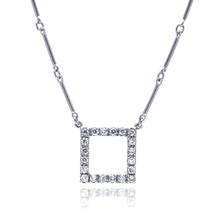 Load image into Gallery viewer, Sterling Silver Fancy Necklace with Paved Czs Open Square Pendant
