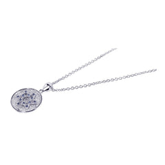Sterling Silver Rhodium Plated CZ Star of David Pendant Necklace