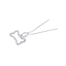 Load image into Gallery viewer, Sterling Silver Necklace with Stylish Paved Czs Open Dog Bone Pendant
