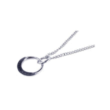 Load image into Gallery viewer, Sterling Silver Necklace with Classy Open Circle Inlaid with Micro Paved Black Czs Pendant