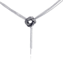 Load image into Gallery viewer, Sterling Silver Multi Strand Necklace with Centered  Coiled Up Snake Pendant