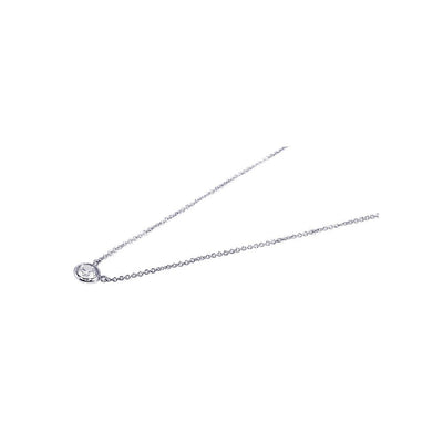 Sterling Silver Necklace with Small Round Cut Clear Cz Pendant