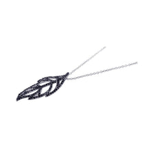 Load image into Gallery viewer, Sterling Silver Necklace with Fancy Paved Black Czs Leaf Pendant