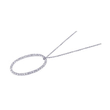 Load image into Gallery viewer, sterling Silver Necklace with Stylish Paved Czs Open Oval Pendant