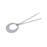 Sterling Silver Multi Strand Necklace with Paved Clear Czs Open Circle PendantAnd Chain Length of 16 -18 And Pendant Diameter: 30.3MM