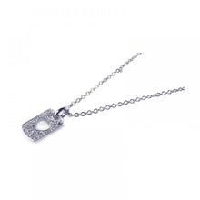 Load image into Gallery viewer, Sterling Silver Necklace with Cut-Out Heart Dogtag Inlaid with Clear Czs Pendant