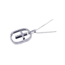 Load image into Gallery viewer, Sterling Silver Rhodium Plated Clear CZ Cross Pendant Necklace