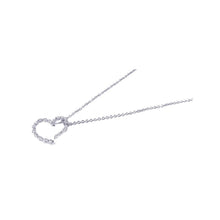 Load image into Gallery viewer, Sterling Silver Rhodium Plated Clear CZ Heart Pendant Necklace