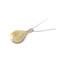 Load image into Gallery viewer, Sterling Silver Necklace with Classy Gold Plated Brush Finish Drop Shaped Pendant with Clear Czs Edge