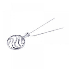 Load image into Gallery viewer, Sterling Silver Necklace with Stylish Circle Wave Pattern Design Inlaid with Clear Czs Pendant