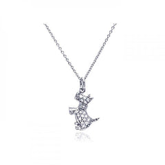 Sterling Silver Necklace with Fancy Paved Dog Pendant