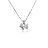 Sterling Silver Necklace with Fancy Paved Small Dog Pendant
