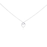 Sterling Silver Necklace with Fancy Mom and Son Heart Shaped Pendant