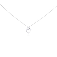 Sterling Silver Necklace with Fancy Mom and Son Heart Shaped Pendant
