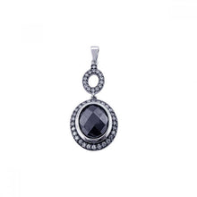 Load image into Gallery viewer, Sterling Silver Black Rhodium Plated Onyx Circle Pendant