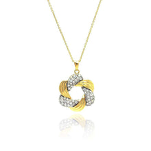 Load image into Gallery viewer, Sterling Silver Necklace with Two-Toned Knot Pendant Inlaid with Micro Paved Czs