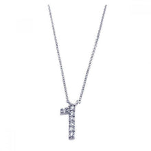 Load image into Gallery viewer, Sterling Silver Necklace with Number  1  Pendant Inlaid with Micro Paved Clear Czs