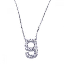 Load image into Gallery viewer, Sterling Silver Necklace with Number  9  Pendant Inlaid with Micro Paved Clear Czs