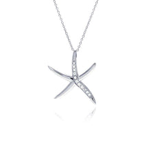 Load image into Gallery viewer, Sterling Silver Necklace with Classy Starfish Design Inlaid with Clear Czs Pendant