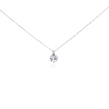 Load image into Gallery viewer, Sterling Silver Necklace with Simple Round Cz Pendant