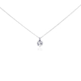Sterling Silver Necklace with Simple Round Cz Pendant