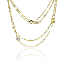 Load image into Gallery viewer, Sterling Silver Gold Plated Fashion Necklace with Multi Clear Cz ConnectorAnd Chain Length of 60