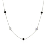 Sterling Silver Rhodium Plated Black And Clear CZ By the Yard Necklace