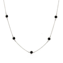 Load image into Gallery viewer, Sterling Silver Rhodium Plated Black CZ By The Yard Necklace