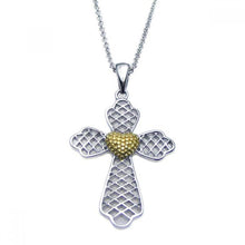 Load image into Gallery viewer, Sterling Silver Rhodium Plated Clear CZ Cross Pendant Necklace