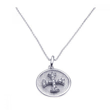 Load image into Gallery viewer, Sterling Silver Rhodium Plated Clear CZ Cross Pendant Necklace