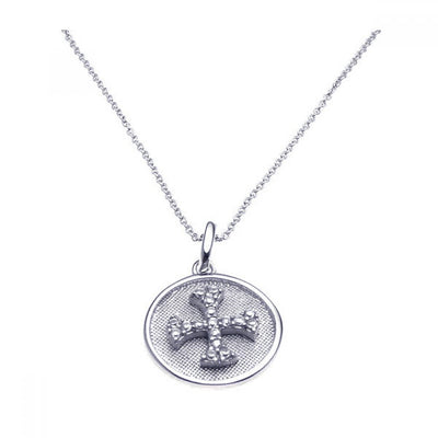 Sterling Silver Rhodium Plated Clear CZ Cross Pendant Necklace
